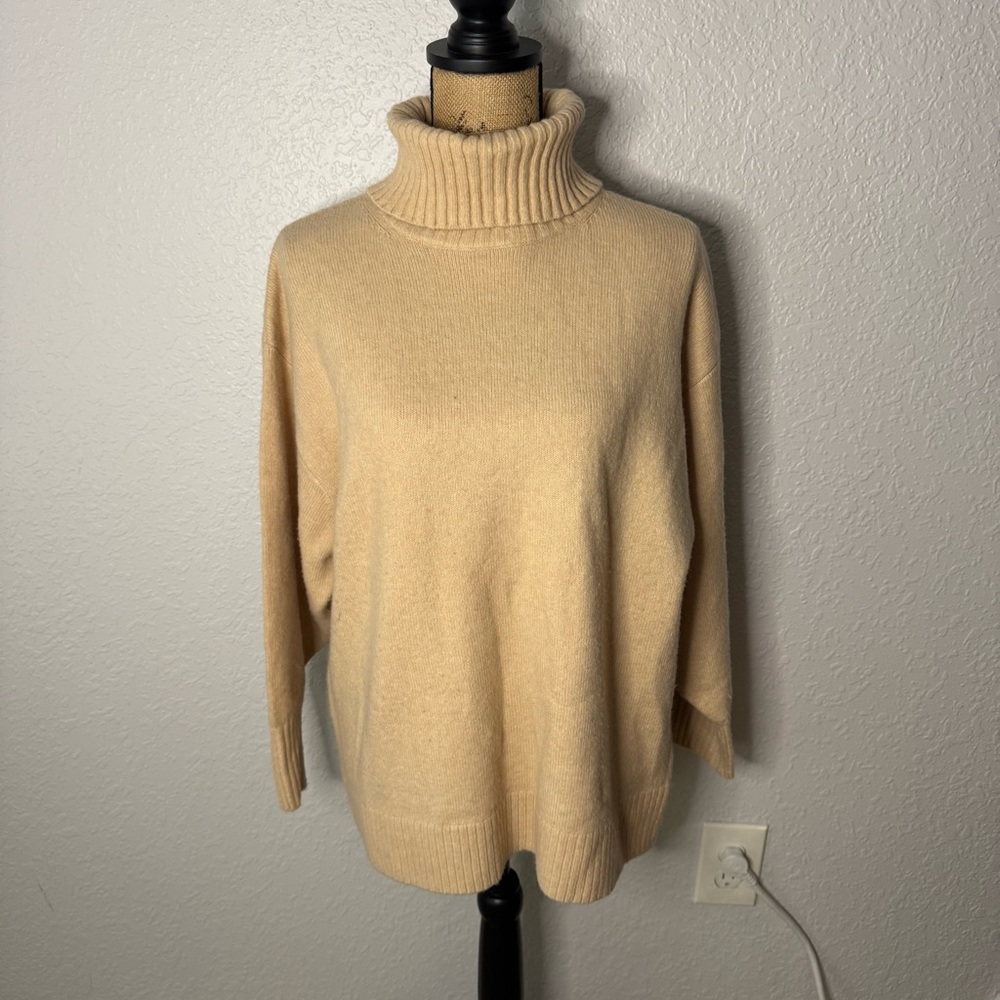 & Other Stories Beige Wool Blend Turtleneck Sweater Long Sleeve sz XS Oversized